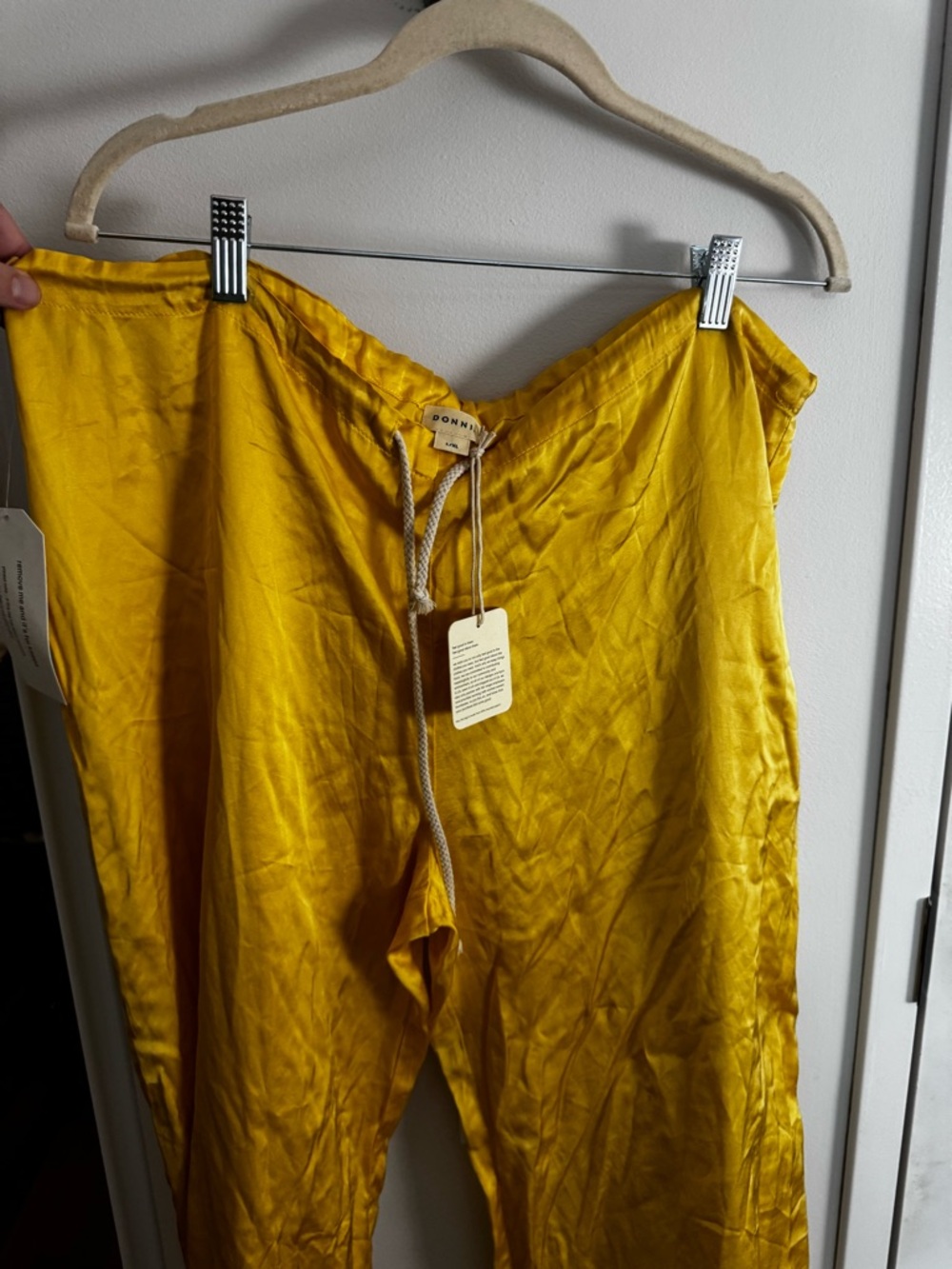 DONNI. Sunny Yellow Cinch Drawstring Jogger Pants NWT - Size L / XL - Picture 6 of 9